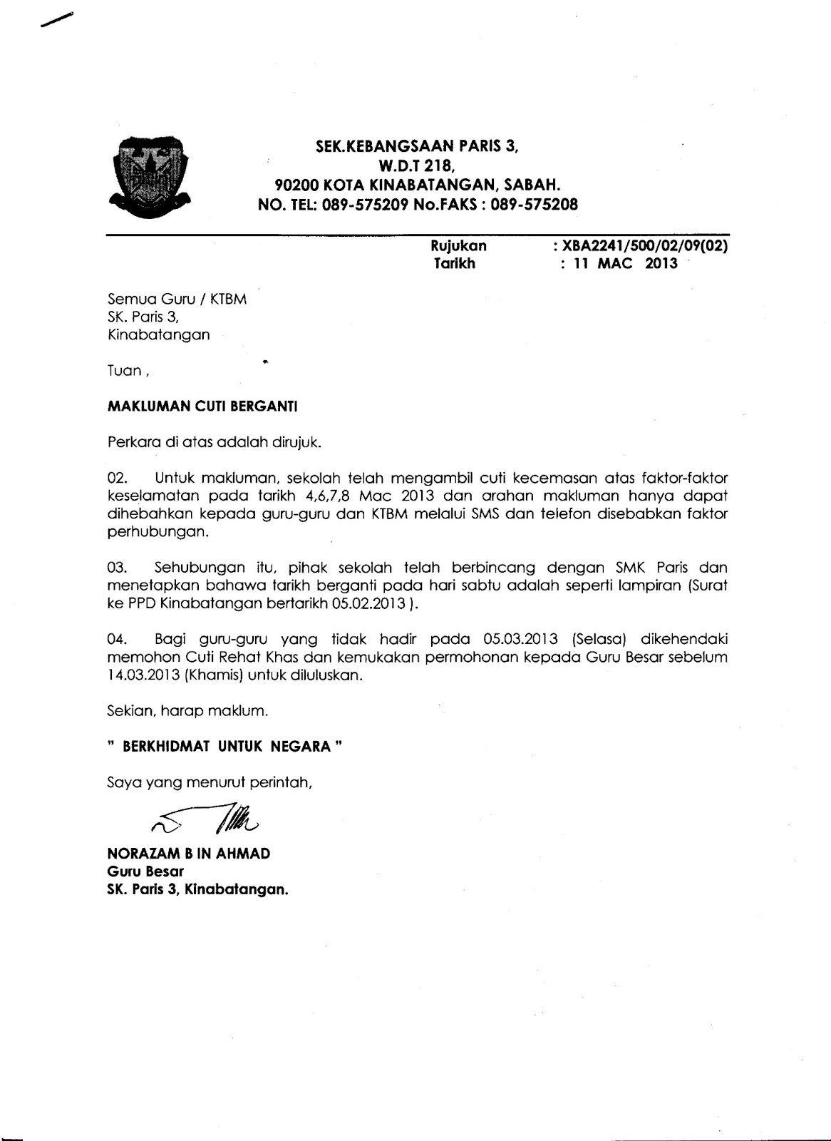 Contoh Surat Rasmi Permohonan Papan Tanda / Contoh surat rasmi